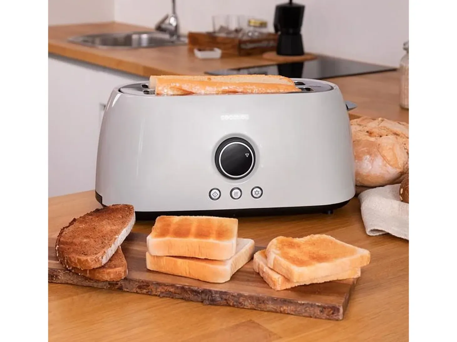 Tostador Cecotec ClassicToast 15000 Extra Double 1500W 4 rebanadas pantalla digital beige