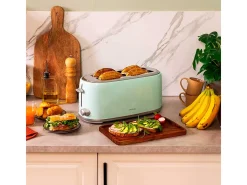 Tostador Cecotec Toast&Taste 1600 Retro Double 980W diseño retro verde