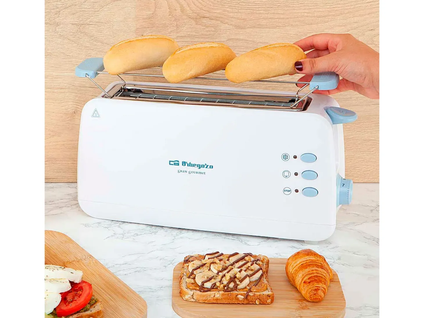 Tostador Orbegozo TO 4012 850W ranura extra ancha blanco