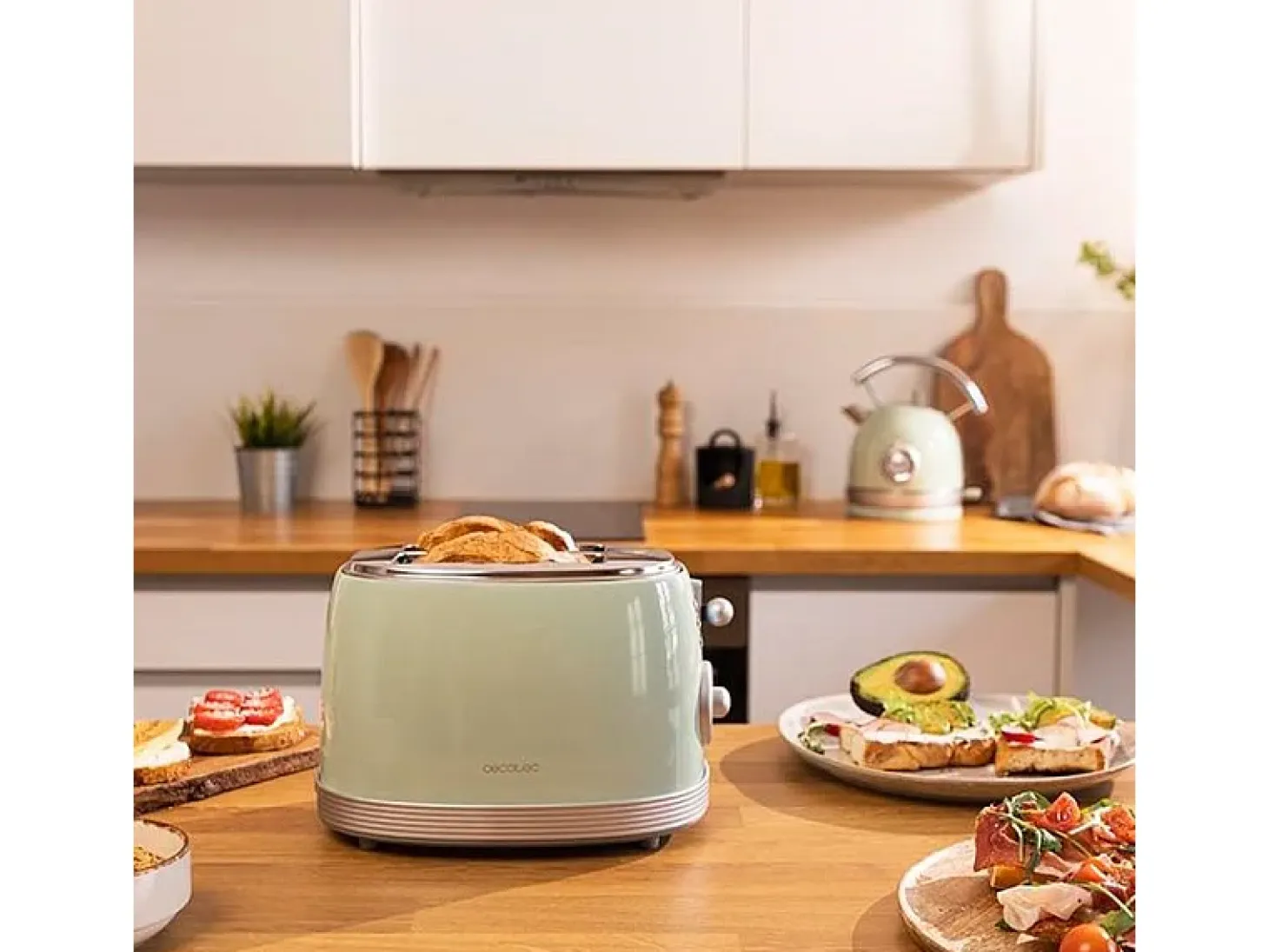 Tostadora vertical Cecotec Toast&Taste 800 Vintage Light Green 850W doble ranura verde