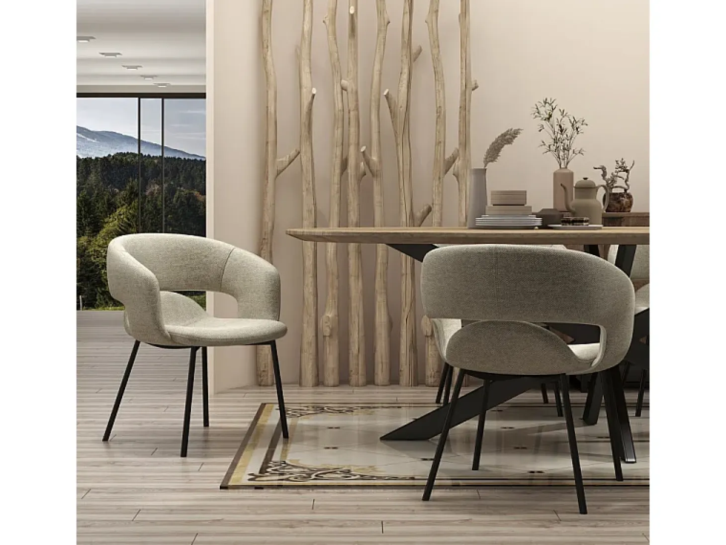 TRAVIS-Sillón de mesa de tela Luxury beige