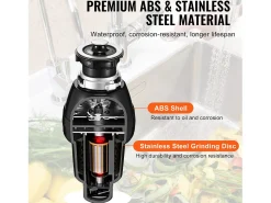 Triturador de Desechos SucceBuy de Cocina 3/4 HP, Sistema de Molienda de Residuos Alimentarios, Instalación Fácil, 3930 RPM, con Cable de Alimentación