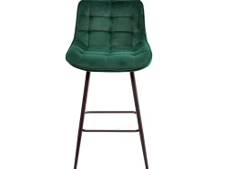 Trona acolchada de terciopelo verde Louva y patas de acero negro - Juego de 2