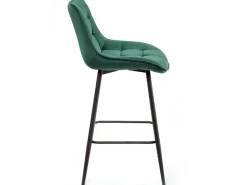 Trona acolchada de terciopelo verde Louva y patas de acero negro - Juego de 2