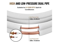 Tube SucceBuy Ensemble de Mini-Lignes Divisées 6,4 x 9,5 x 15240 mm, Tubes en Cuivre Isolés pour Courant Alternatif