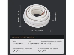 Tube SucceBuy Ensemble de Mini-Lignes Divisées 6,4 x 9,5 x 15240 mm, Tubes en Cuivre Isolés pour Courant Alternatif
