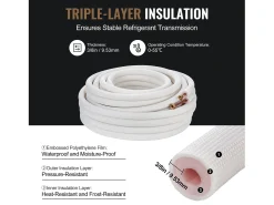 Tube SucceBuy Ensemble de Mini-Lignes Divisées 6,4 x 9,5 x 15240 mm, Tubes en Cuivre Isolés pour Courant Alternatif