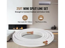 Tubo SucceBuy Conjunto de Mini-Líneas Divididas 6,4 x 9,5 x 7620 mm, Tubos de Cobre Aislados para Aire Acondicionado sin Conducto
