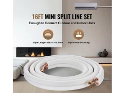 Tubo SucceBuy Kit de Líneas Mini Split 6,4 x 12,7 mm x 4876,8 mm Tubo de Cobre para AC con Cable de Conexión