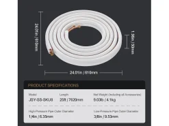Tubo SucceBuy Kit de Líneas Mini Split 6,4 x 9,5 x 7620 mm Tubo de Cobre para AC con Cable de Conexión