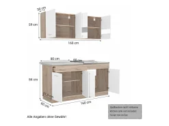 Unidad de cocina 160x84x60 cm aspecto madera roble blanco y gris