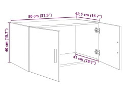 Unidad de pared de roble negro 80 x 42,5 x 40 cm Madera de ingeniería