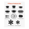 Utensilios de Cocina SucceBuy Juego de Utensilios de Cocina Antiadherentes de Granito de 17 Piezas - Negro