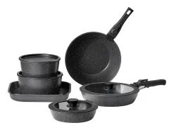 Utensilios de Cocina SucceBuy Juego de Utensilios de Cocina Antiadherentes de Granito de 17 Piezas - Negro