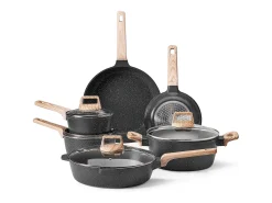 Utensilios de Cocina SucceBuy Juego de Utensilios de Cocina Antiadherentes de Granito de 17 Piezas - Negro
