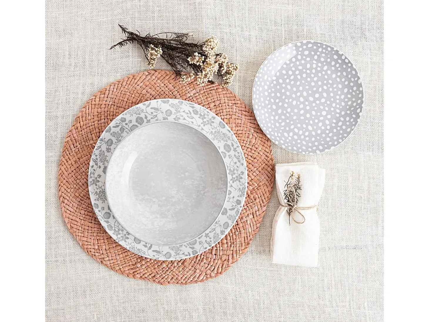 Vajilla Aquilea Bidasoa 18 piezas 6 servicios porcelana gris