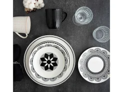 Vajilla Medina La Bouchée 18 piezas 6 servicios porcelana blanco/negro
