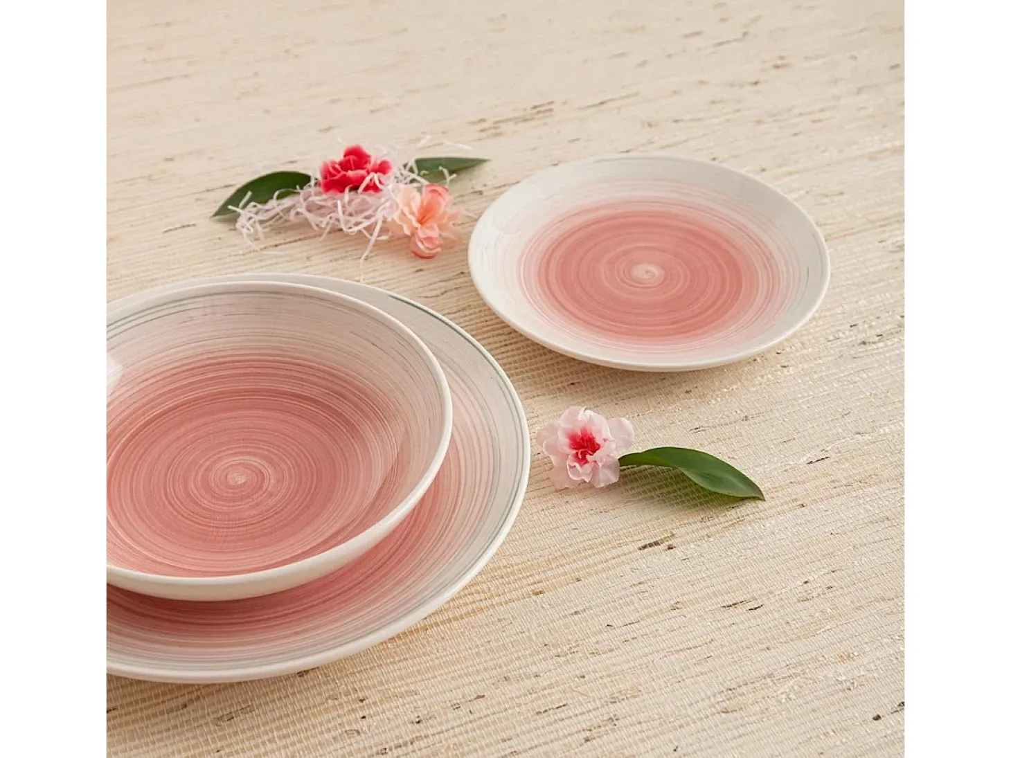 Vajilla Velvet Quid 18 piezas 6 servicios cerámica rosa