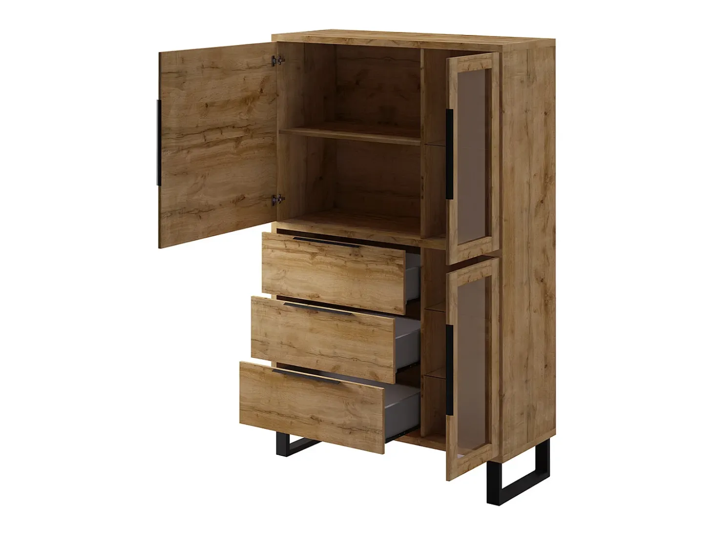Vajillero 3 puertas 3 cajones Eden Madera y Metal