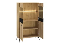 Vajillero 4 puertas con LED Elara Madera y Negro