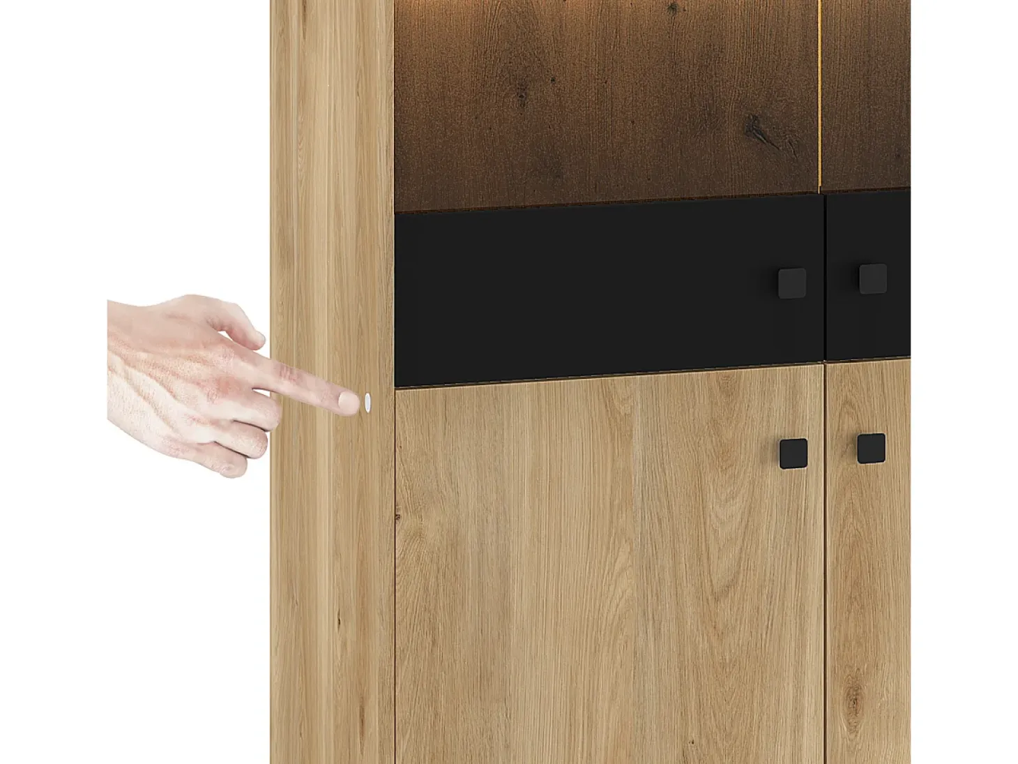 Vajillero 4 puertas con LED Elara Madera y Negro