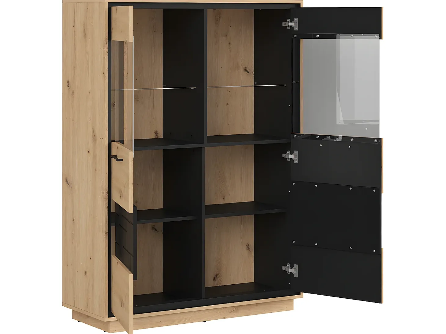 Vajillero 2 puertas Elijah Madera y Negro
