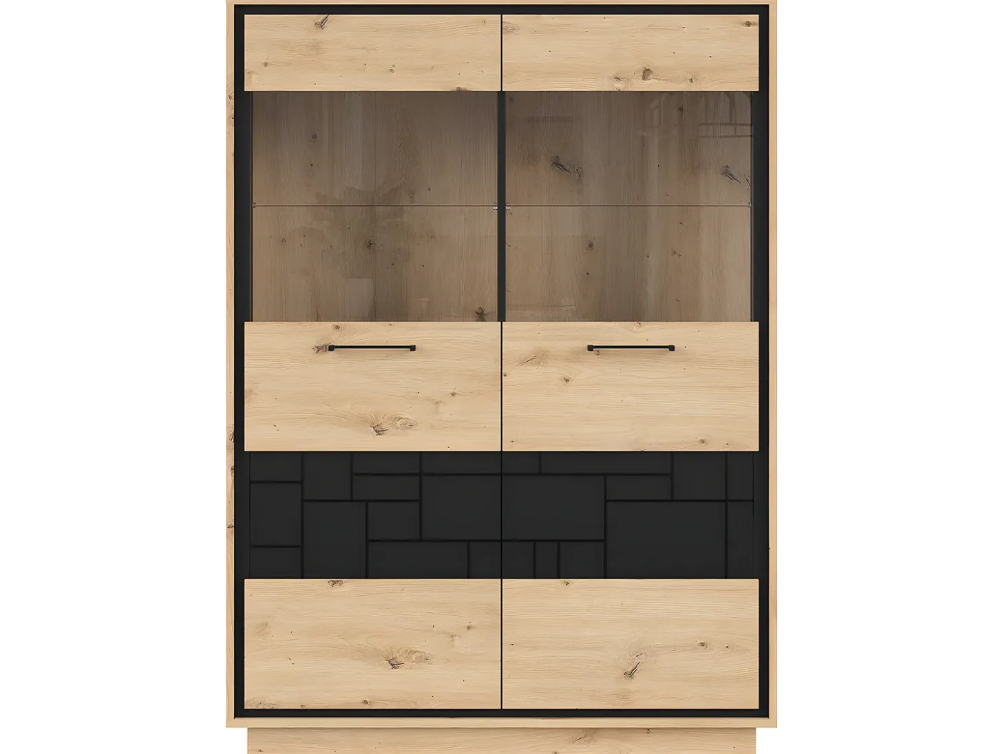 Vajillero 2 puertas Elijah Madera y Negro