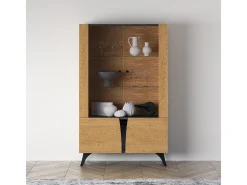Vajillero 4 puertas Soah Madera y Negro