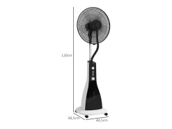 Ventilador con función nebulizador 3L, 90W, 3 modos, temporizador, oscilante, ruedas, negro (44,5x38,5x120cm)