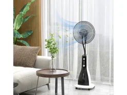 Ventilador con función nebulizador 3L, 90W, 3 modos, temporizador, oscilante, ruedas, negro (44,5x38,5x120cm)
