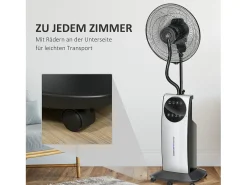Ventilador con función nebulizador 90W, 3 modos, depósito de 31L, ruedas, mando a distancia, oscilante, negro (44,5x38,5x135cm)