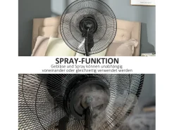 Ventilador con función nebulizador 90W, 3 modos, depósito de 31L, ruedas, mando a distancia, oscilante, negro (44,5x38,5x135cm)