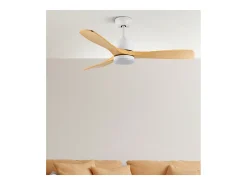Ventilador Dc Azabache Blanco Led 20w Con Temporizador