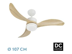 Ventilador Dc Bembezar Blanco Led 24w Dimable Con Temporizador