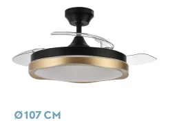Ventilador Dc Blondi Negro Oro Led 3 Temperaturas Control Remoto
