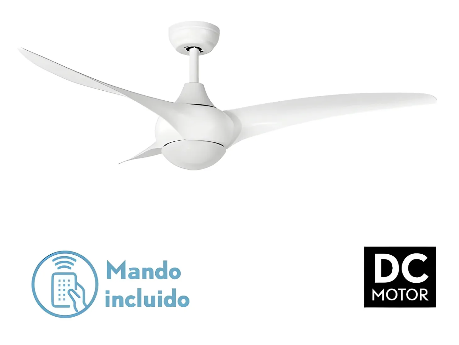 Ventilador Dc Canea Blanco Led Con Memoria Y Control Remoto