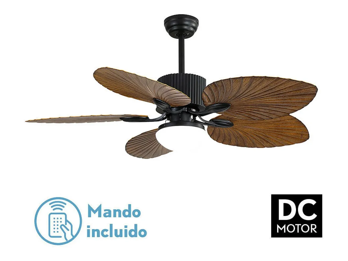 Ventilador Dc Colla Negro 5 Aspas Led Memoria De Color