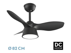 Ventilador Dc Cubico Negro Led 3 Posiciones Con Memoria