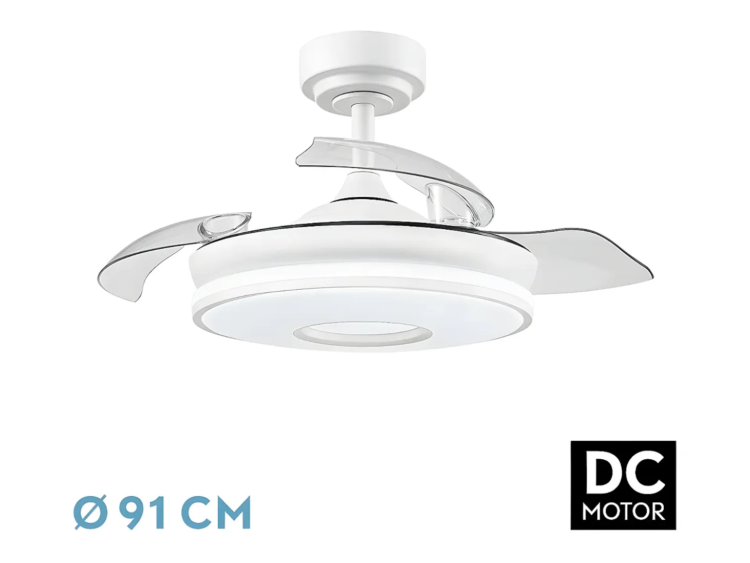 Ventilador Dc Dani S Blanco Led 3 Temperaturas Y Temporizador