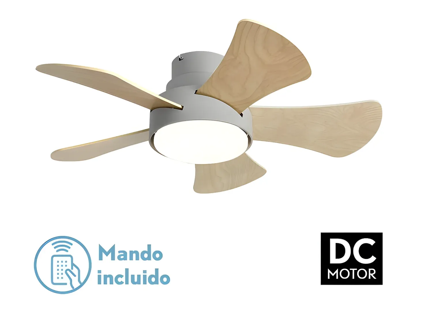 Ventilador Dc Gregario Gris Led 25w Cct Y Control Remoto