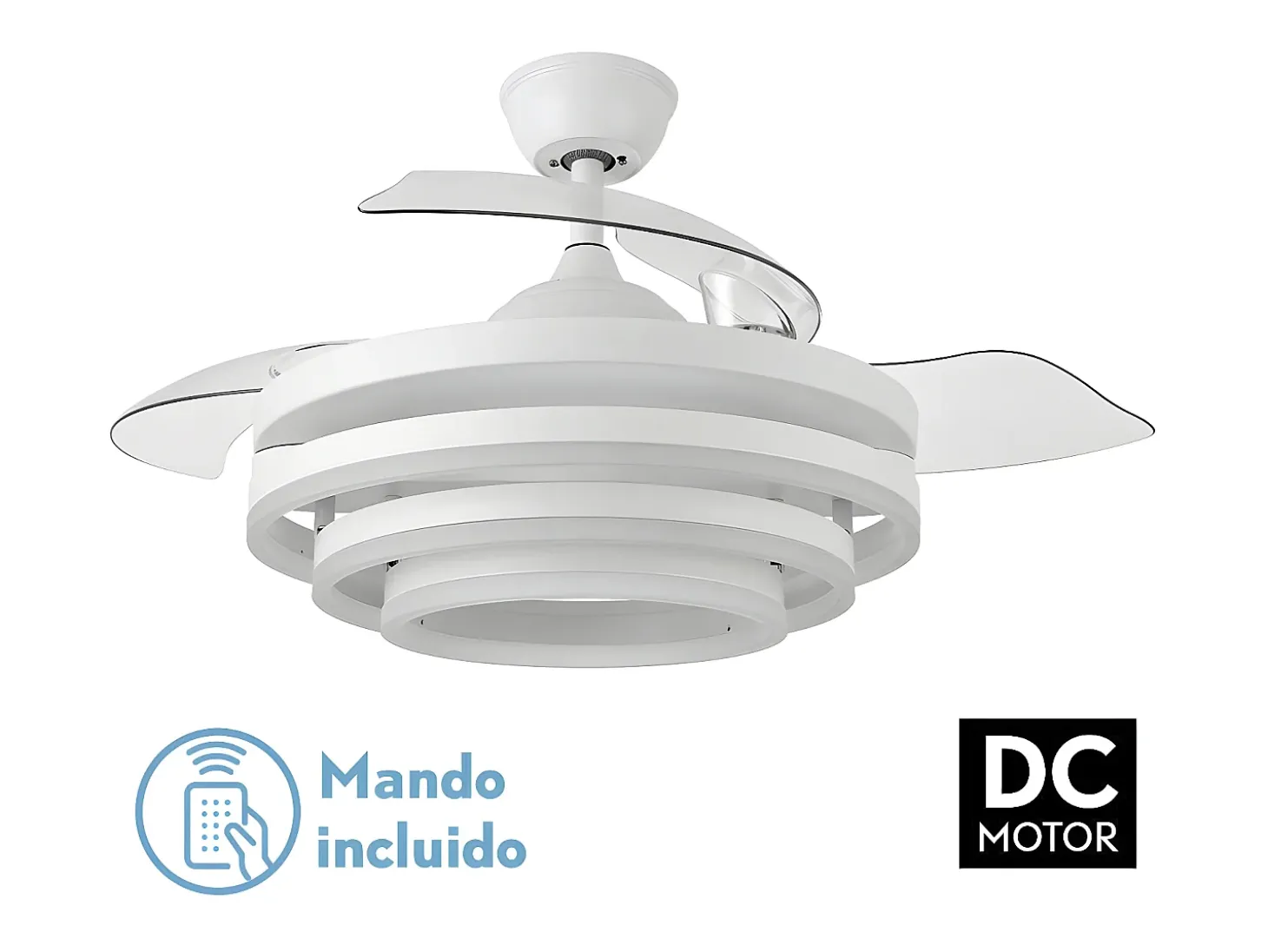 Ventilador Dc Kai Blanco Led Cct Regulable Con Mando A Distancia