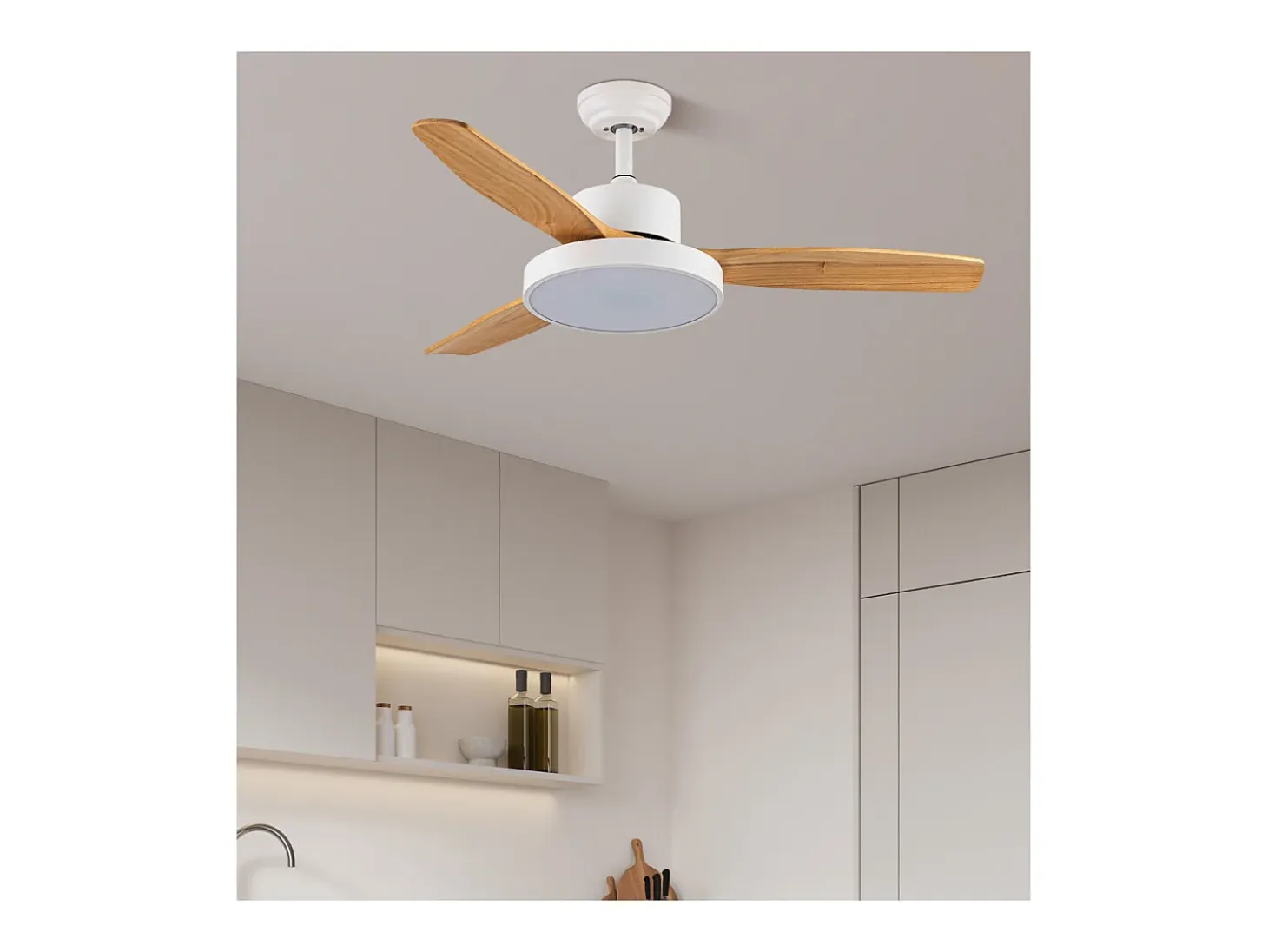 Ventilador Dc Kavala Blanco Haya Led Mando Distancia Cct Regulable