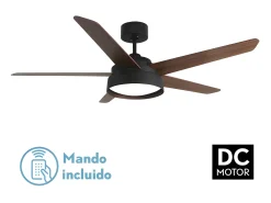 Ventilador Dc Lebeche Marron Led 3 Temperaturas Control Remoto