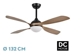 Ventilador Dc Livorno Negro Roble Led Integrado Con Cct Y Temporizador
