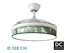 Ventilador Dc Moda Blanco Verde Mando Distancia Funcion Inversa