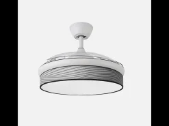 Ventilador DC Moda blanco/surco gris LED 91 cm con mando y memoria