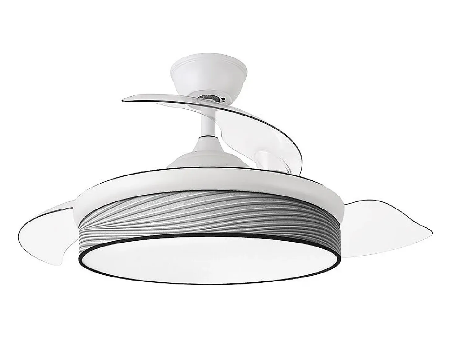 Ventilador DC Moda blanco/surco gris LED 91 cm con mando y memoria