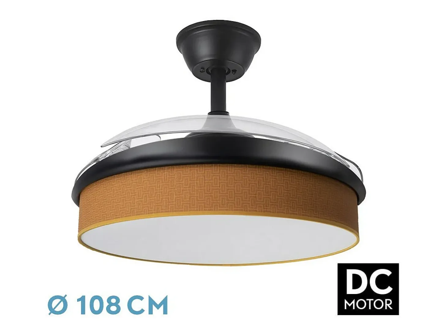 Ventilador Dc Moda Negro Naranja Mando Distancia Funcion Inversa
