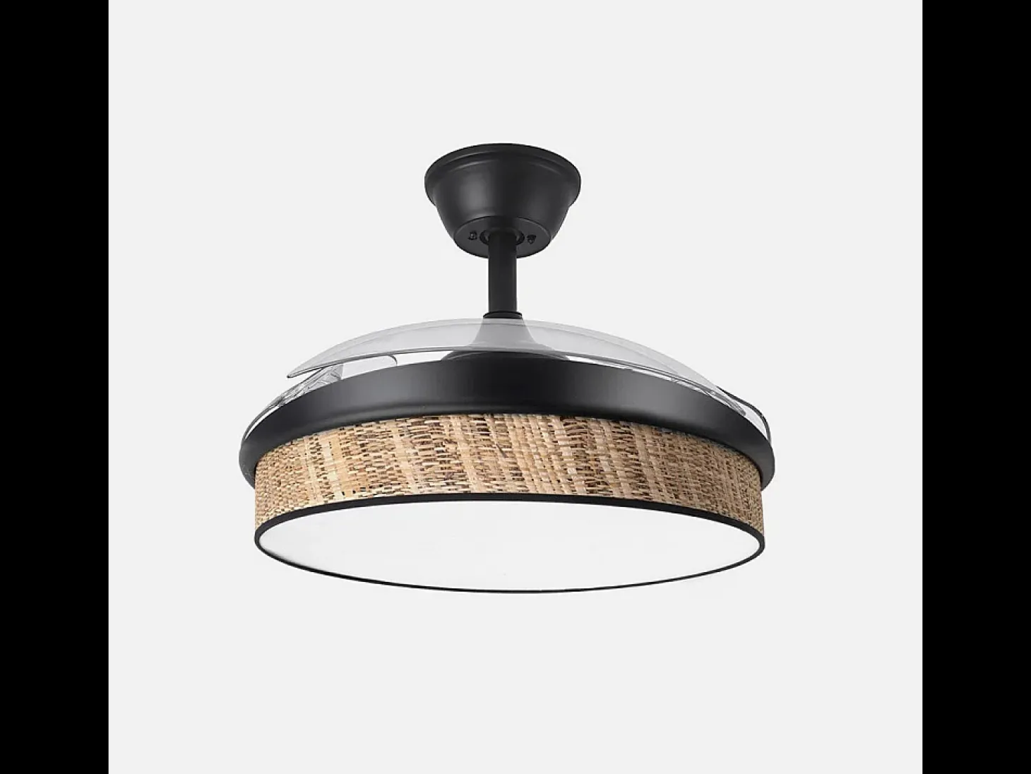 Ventilador DC Moda negro/cañizo oscuro LED 91 cm con mando