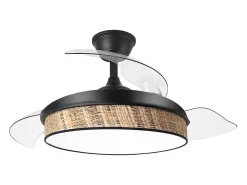 Ventilador DC Moda negro/cañizo oscuro LED 91 cm con mando